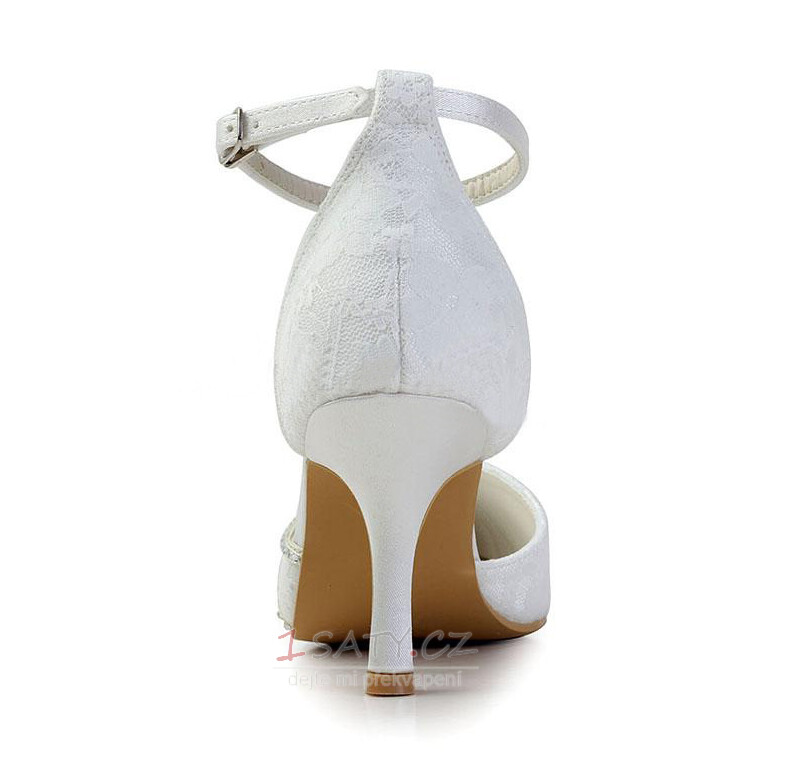 Bílé krajkové svatební boty svatební boty s kamínky dámské jehlové drahokamové boty pro družičku
