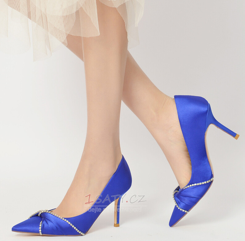 Boty na svatební párty se špičatou špičkou Sexy lodičky na vysokém podpatku saténové špičaté boty