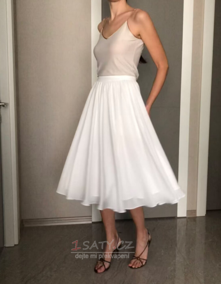 Dámská šifonová sukně Svatební sukně Družička splývavá Svatební Čaj délka krátká svatební sukně 68CM
