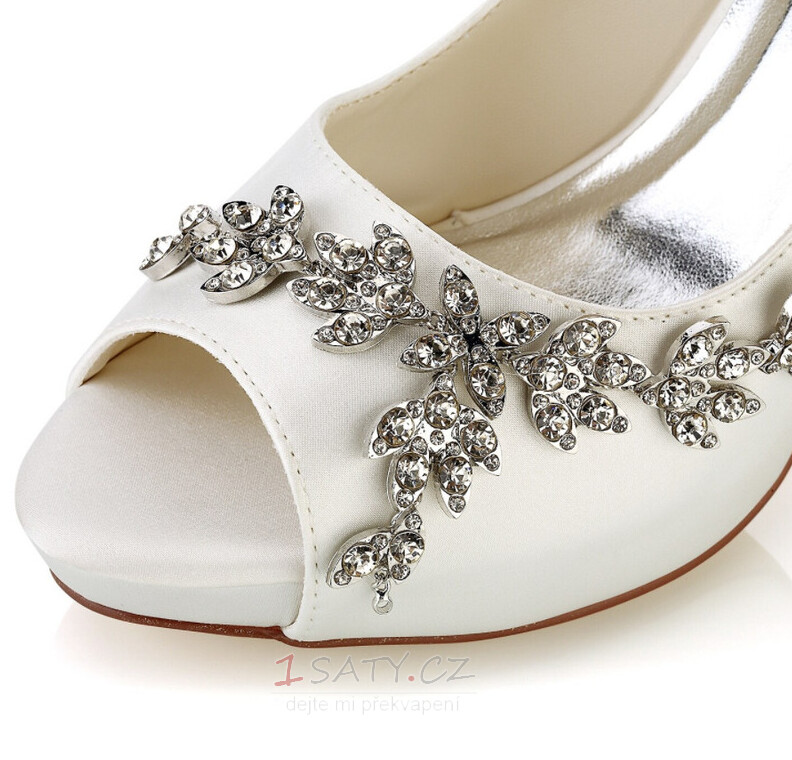 Dámské svatební boty Svatební Třpytivé Křišťálové flitry Svatební podpatky Svatební boty Drahokamový krystal Vysoký podpatek Jehlový podpatek Peep Toe