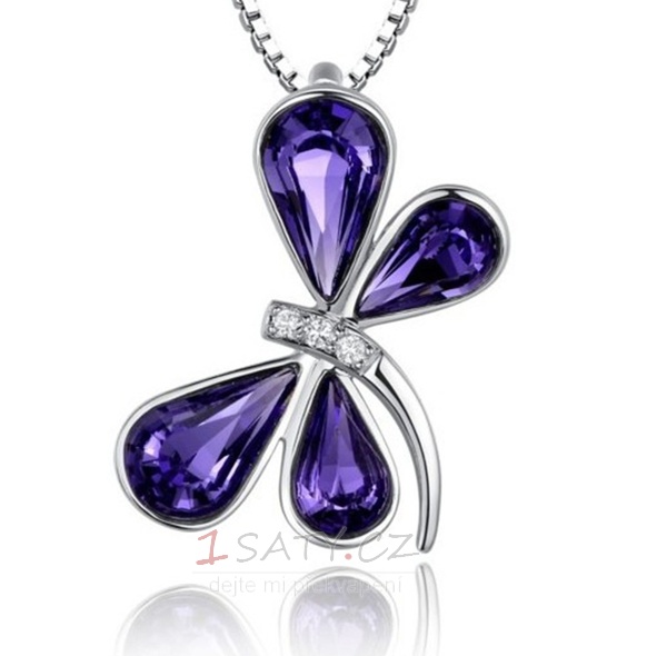 Dragonfly Ženy Křišťálově fialové stříbro dodává velkoobchodní náhrdelník