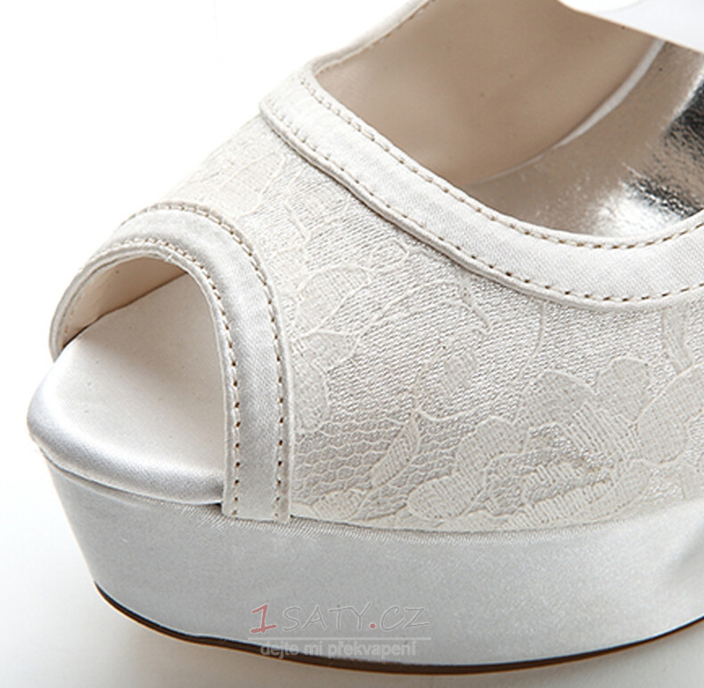 Elegantní krajkové vysoké podpatky nepromokavá platforma dámské boty saténové pásky banketové svatební boty módní boty