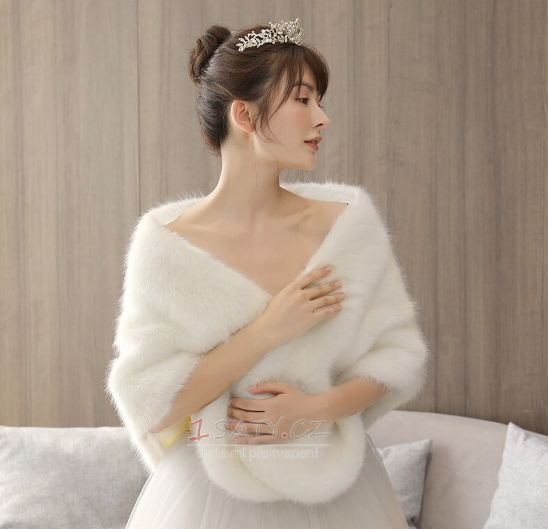 Imitace norek kožešinový šál svatební šaty polstrované teplý plášť kabátu