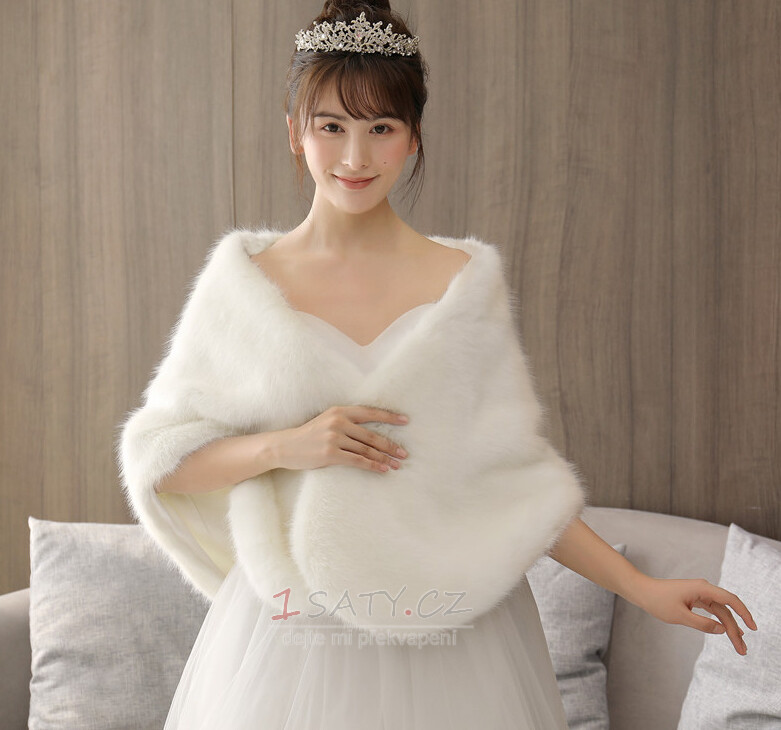 Imitace norek kožešinový šál svatební šaty polstrované teplý plášť kabátu