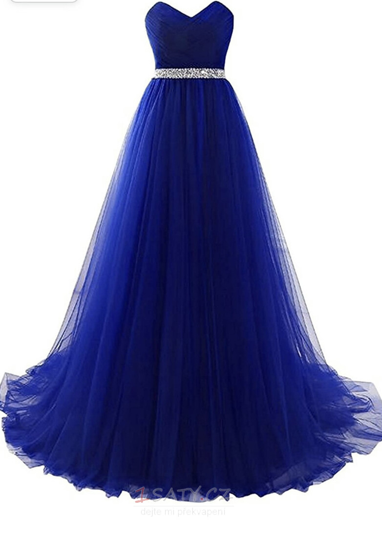 Jednoduchý Tyl Vícevrstvý A-Čára Korálkový pás Přirozeného pasu Promové šaty