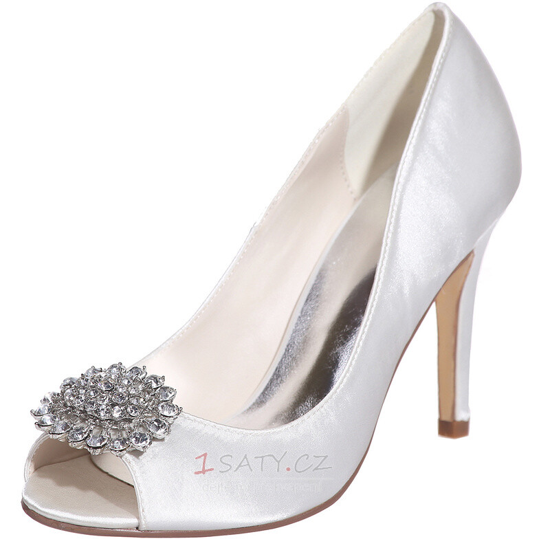 Jehlové sandály nepromokavé drahokamu saténová nevěsta svatební party módní boty