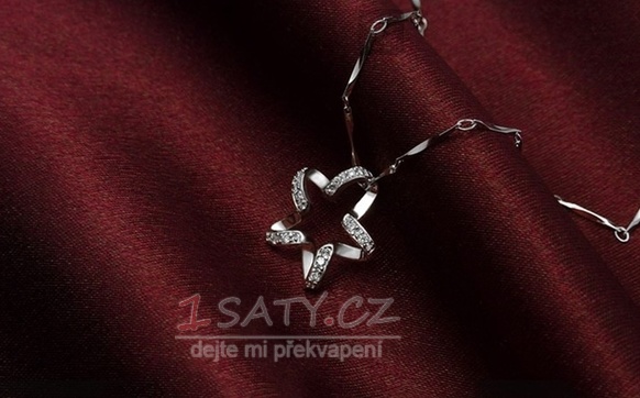 Klíčenka Ženy Stříbrná Pětcípá hvězda Inlaid diamantový náhrdelník