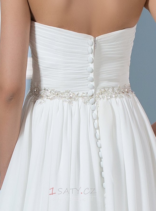 Korálkový pás A-Čára Rouška Elegantní Přirozeného pasu Svatební šaty