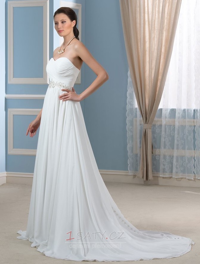 Korálkový pás A-Čára Rouška Elegantní Přirozeného pasu Svatební šaty