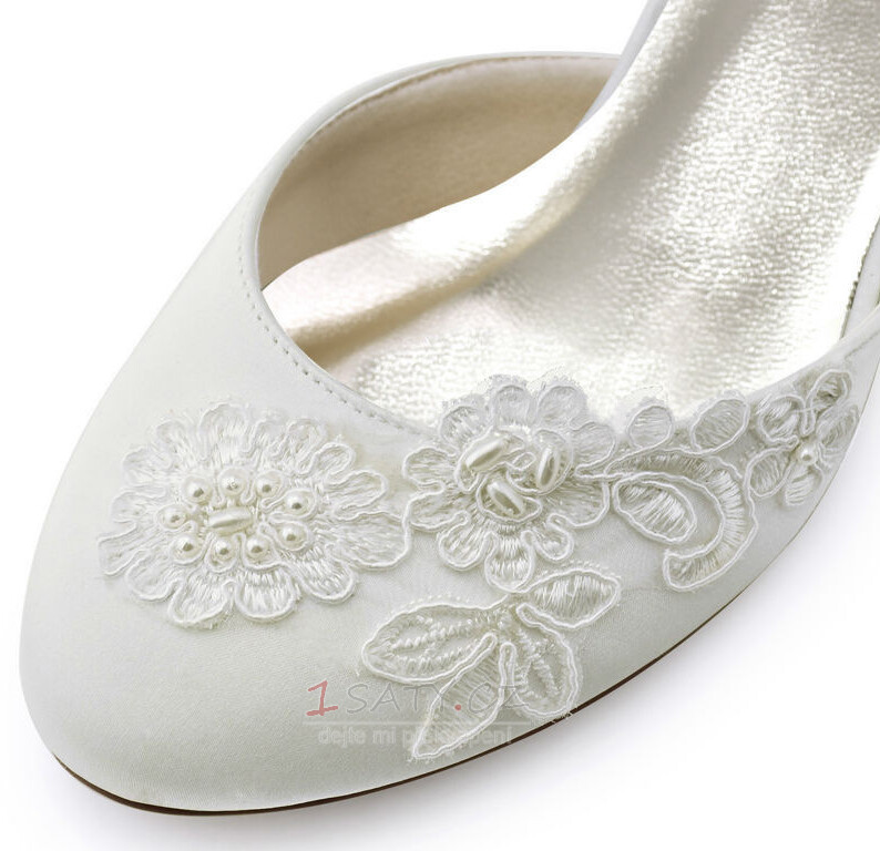 Krajkové vyšívané svatební boty na skleněném podpatku na party boty