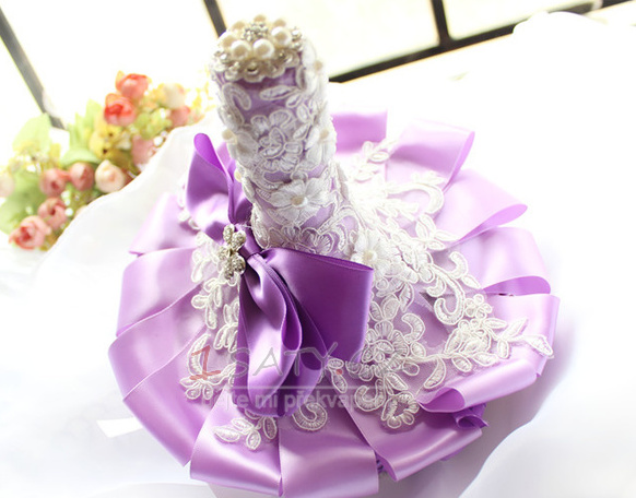 Nevěsta stužka vzrostla perel barvu pásu stuhu drží květiny