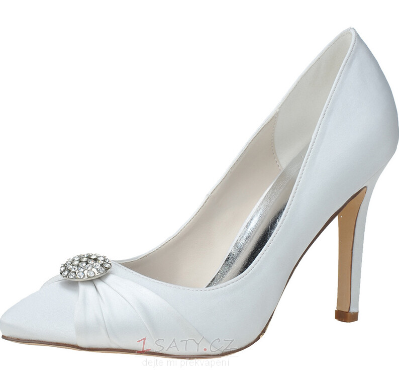 Nové drahokamu špičaté boty saténové dámské svatební boty družička boty
