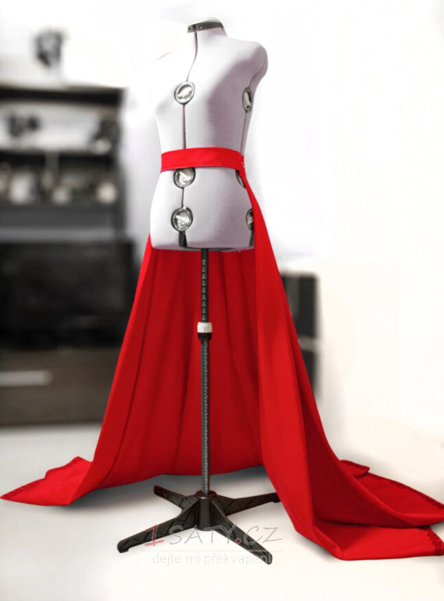Odnímatelná sukně kaplička vlečka Odnímatelná sukně Sukně k šatům Červená plesová sukně