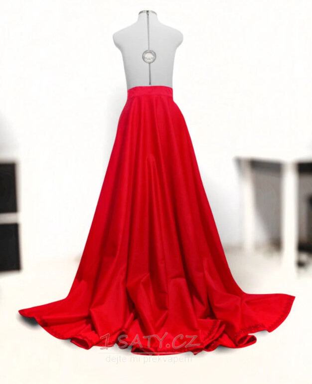 Odnímatelná sukně kaplička vlečka Odnímatelná sukně Sukně k šatům Červená plesová sukně