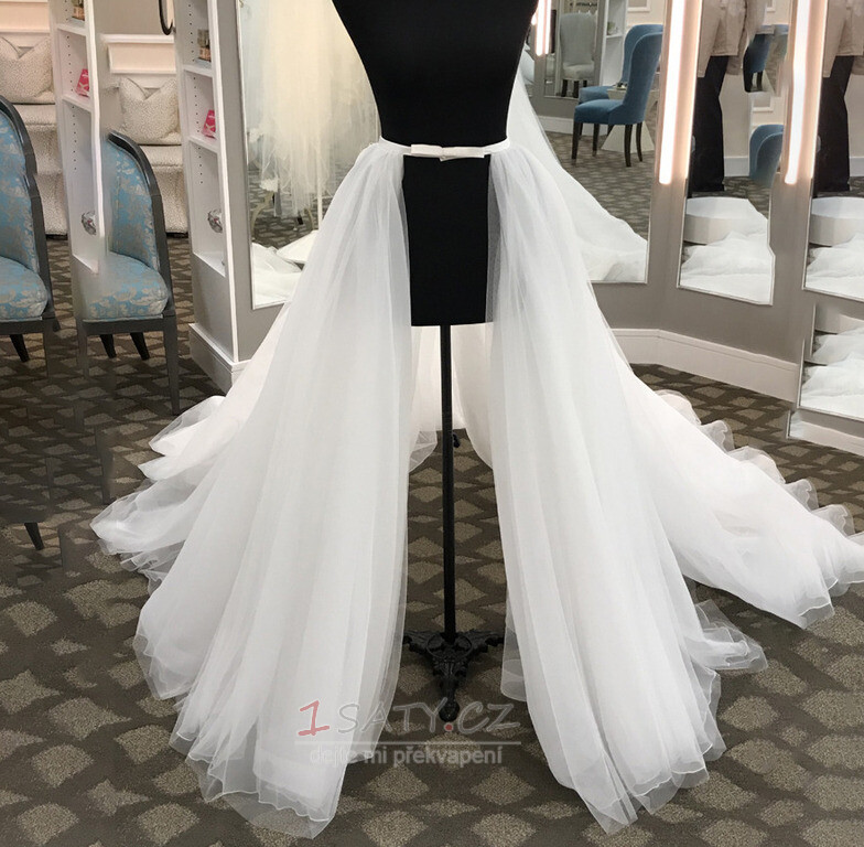 Odnímatelná sukně pro svatební šaty Organza Kaple Vláček Přední štěrbina Odnímatelná Vlečka pro nevěstu