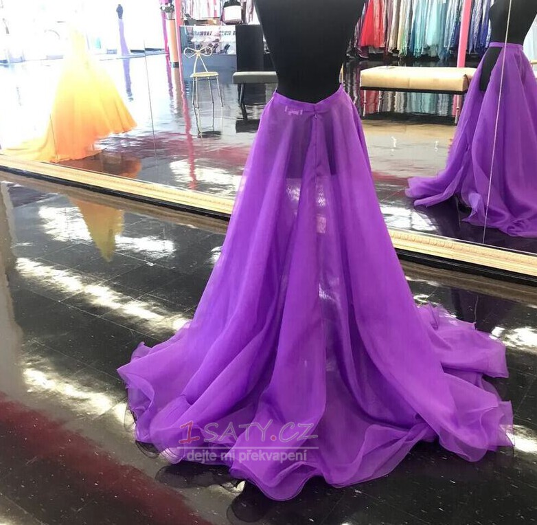 Odnímatelná sukně pro svatební šaty Organza Kaple Vláček Přední štěrbina Odnímatelná Vlečka pro nevěstu