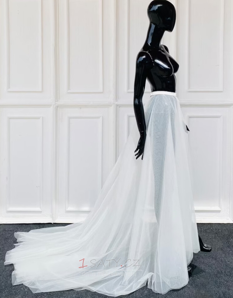 Odnímatelná svatební sukně Dlouhá tylová sukně s rozparkovanou tylovou sukní s vlečkou