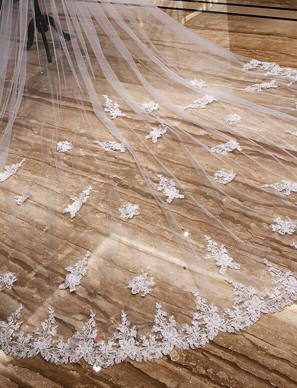 Perlový krajkový závoj katedrála luxusní krajkový závoj nevěsta závoj