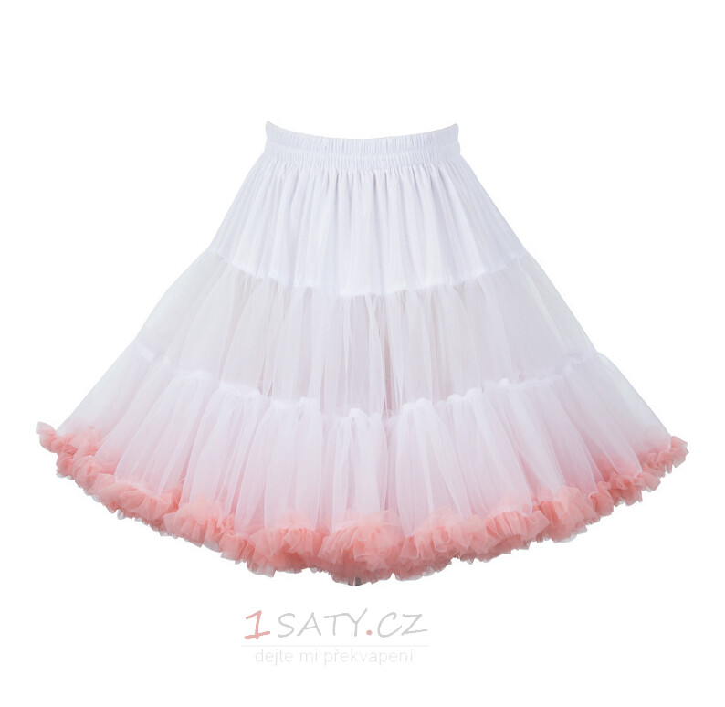 Růžová elastická spodnička s nafouknutým tylem v pase, princezna Balet Dance Pettiskirts Lolita Cosplay, Rainbow Cloud Krátká tutu sukně 45 cm