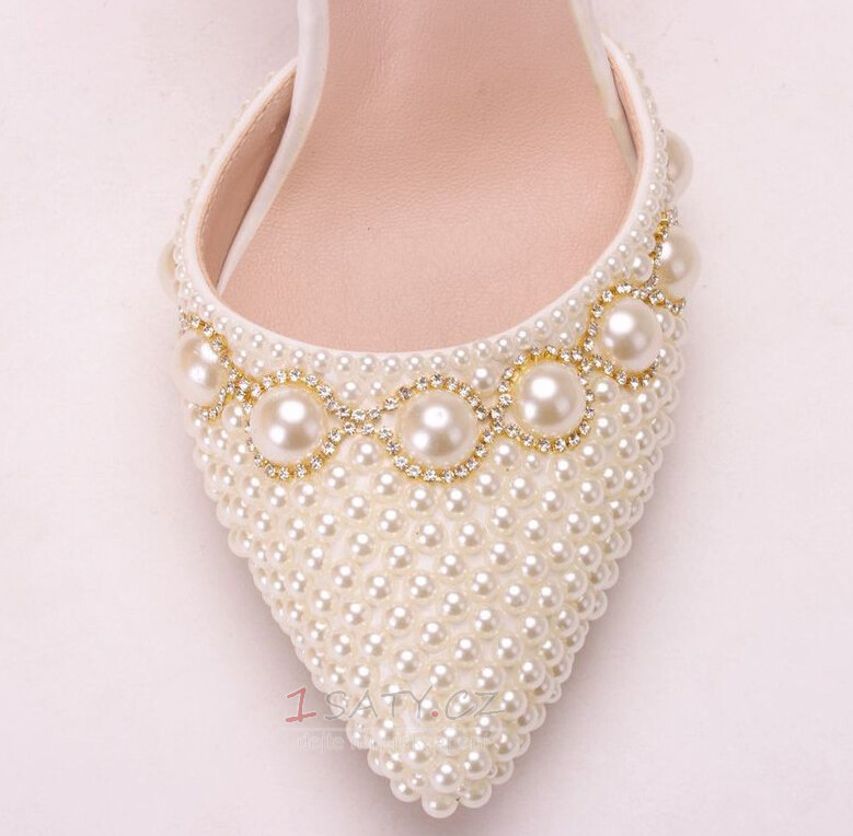 Sandály na vysokém podpatku korálkové kamínky sandály bílé svatební boty