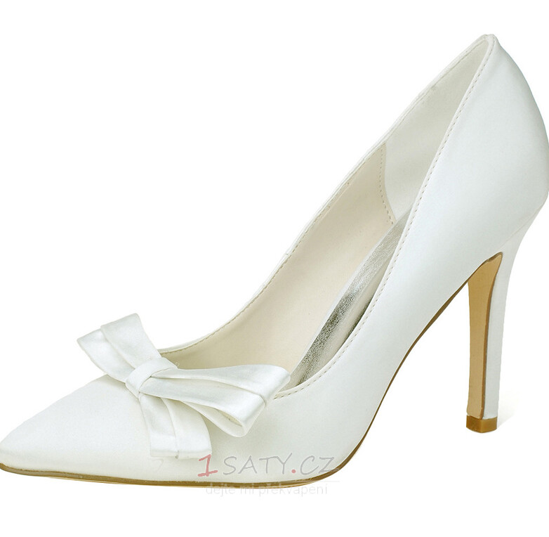 Saténová mašle s podpatky podpatky princezna boty svatební boty