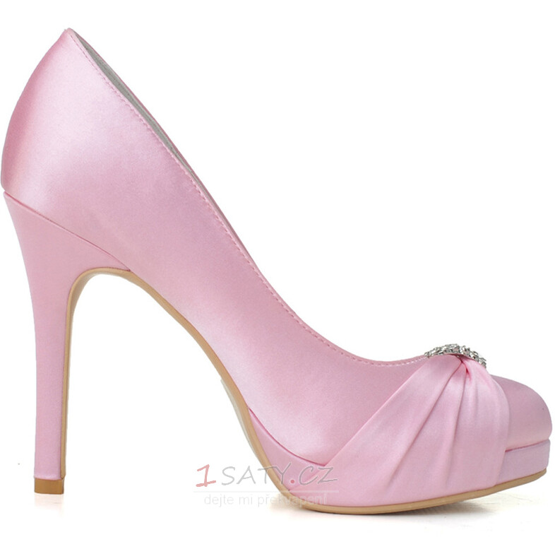 Saténová nevěsta družička boty růžové svatební boty večeře party výkon vysoké podpatky