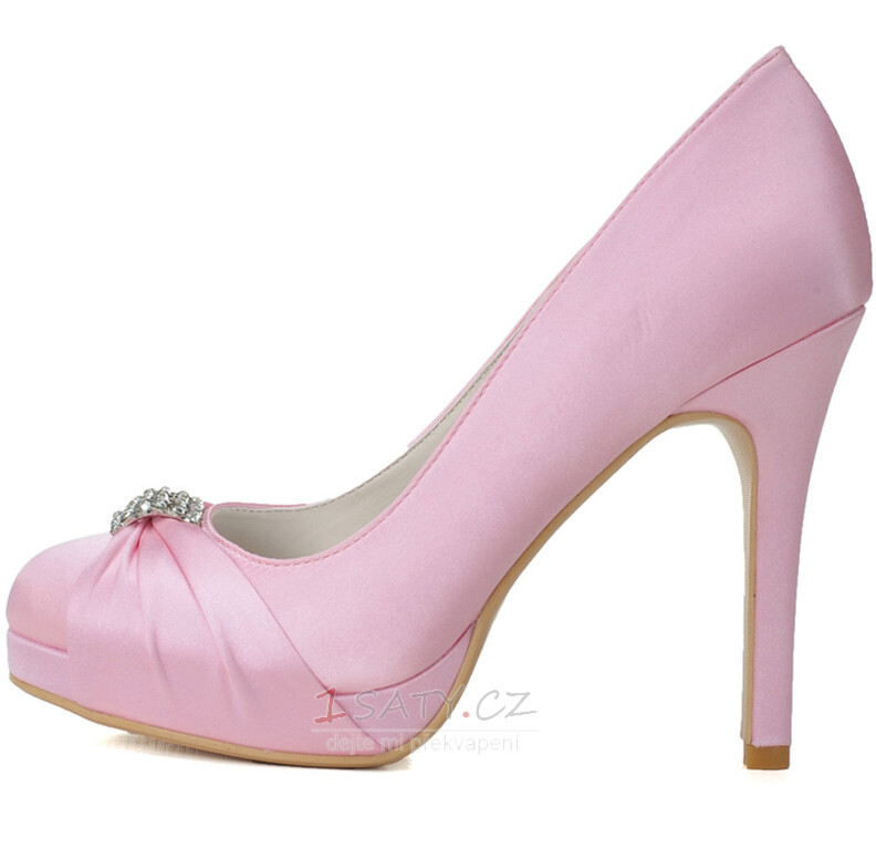 Saténová nevěsta družička boty růžové svatební boty večeře party výkon vysoké podpatky