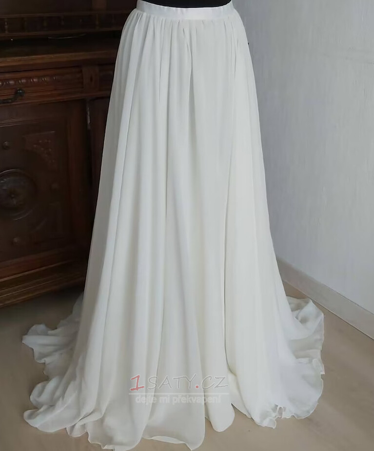 Šifonová sukně s rozparkem vpředu Odepínatelná svatební sukně Svatební sukně