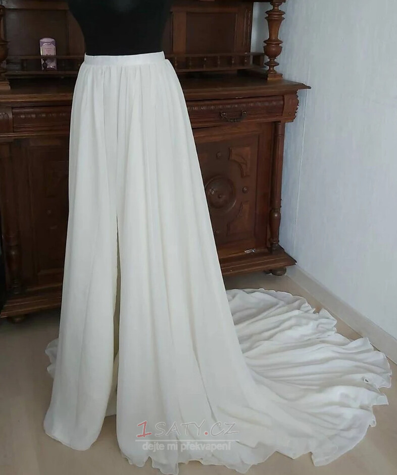 Šifonová sukně s rozparkem vpředu Odepínatelná svatební sukně Svatební sukně