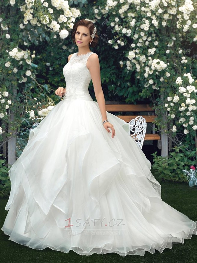 Střední Zip Bateau Přírodní pas A-Čára Elegantní Svatební šaty