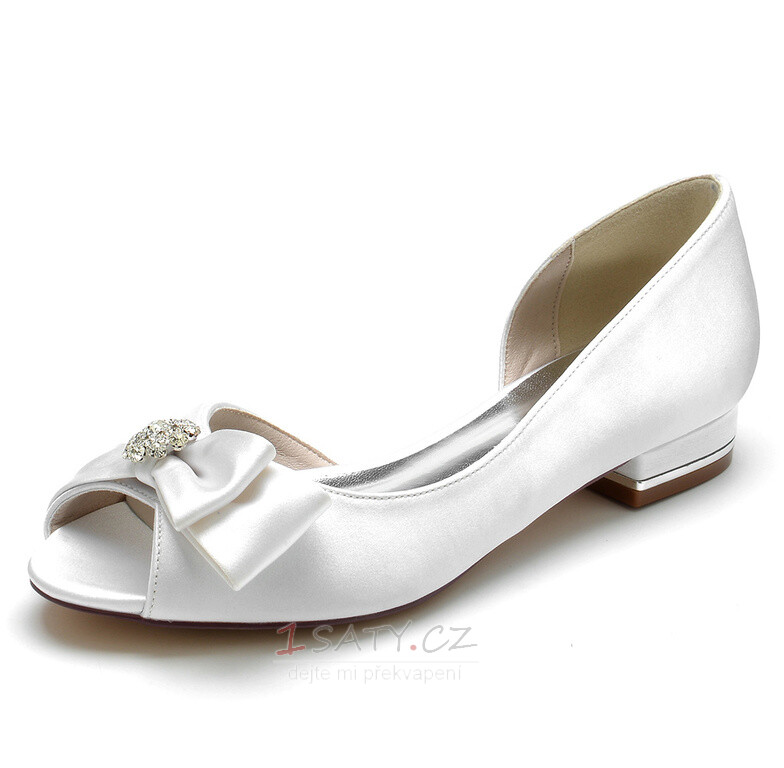 Svatební boty pro nevěstu nízké podpatky kamínky svatební boty saténové večerní party plesové boty