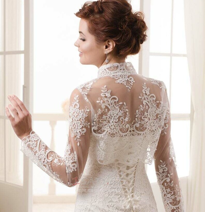 Svatební krajková bunda s krátkým rukávem Lace Jacket Bridal Coat