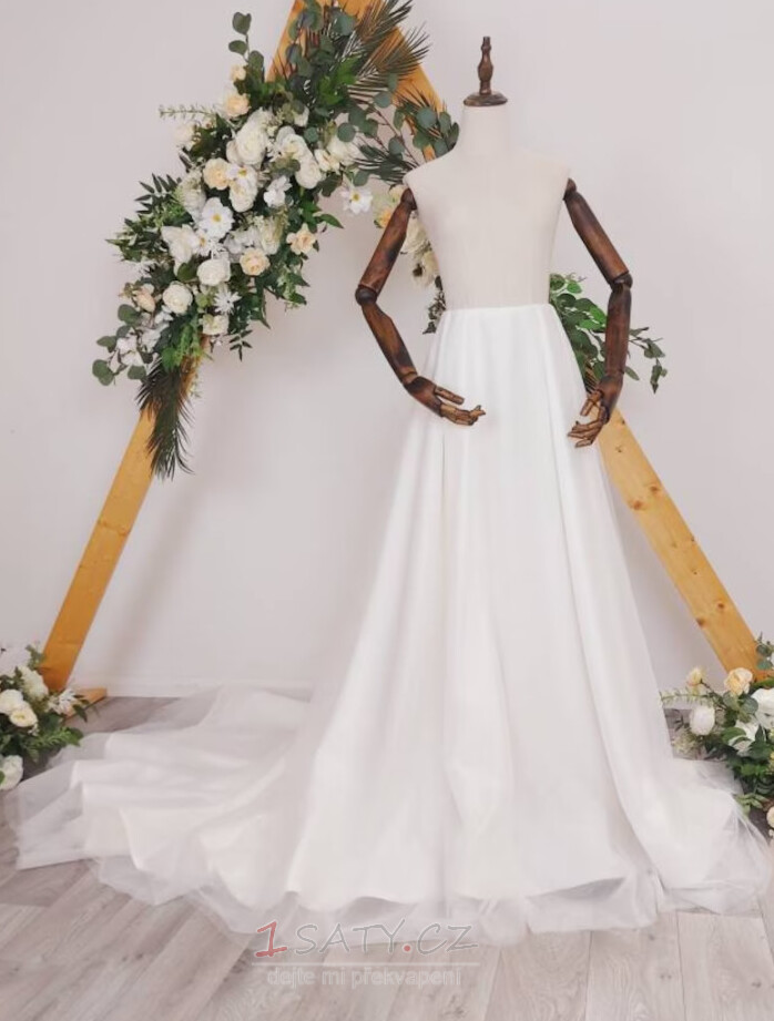 Svatební odnímatelný vláček Odnímatelná sukně Svatební šaty Vláček Saténová překryvná vrstva na míru