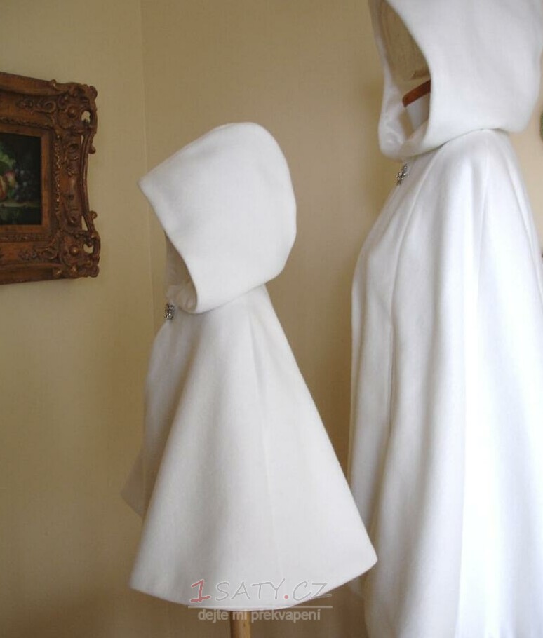 Svatební plášť s kapucí krátký svatební plášť Svatební bolerko Zimní svatební přikrývka