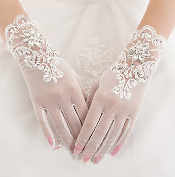 Svatební rukavice Bílá Krátké letní perla Celý prst Vhodné