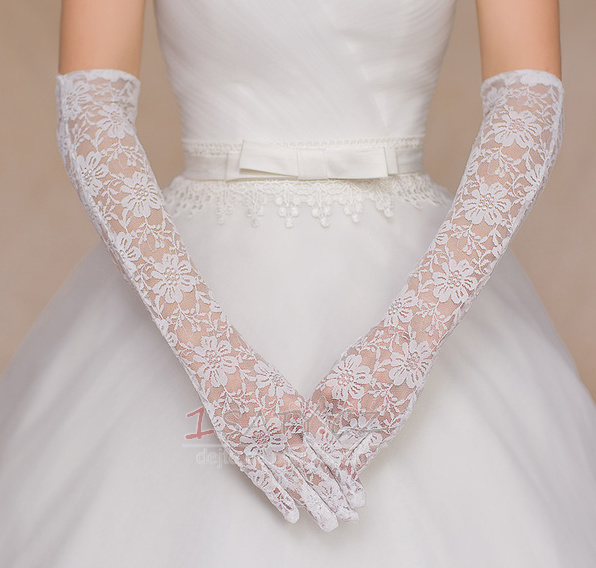 Svatební rukavice Čipka Fabric Ceremonial Krajka Celý prst