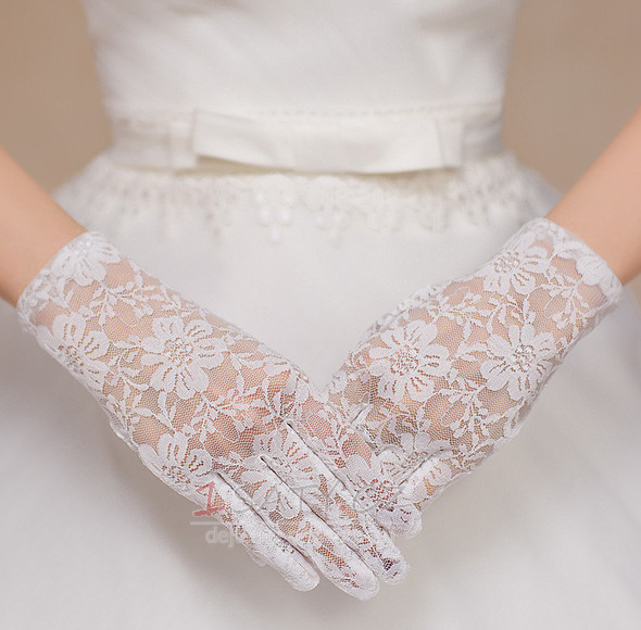 Svatební rukavice krátké bílé věčné multifunkční krajka