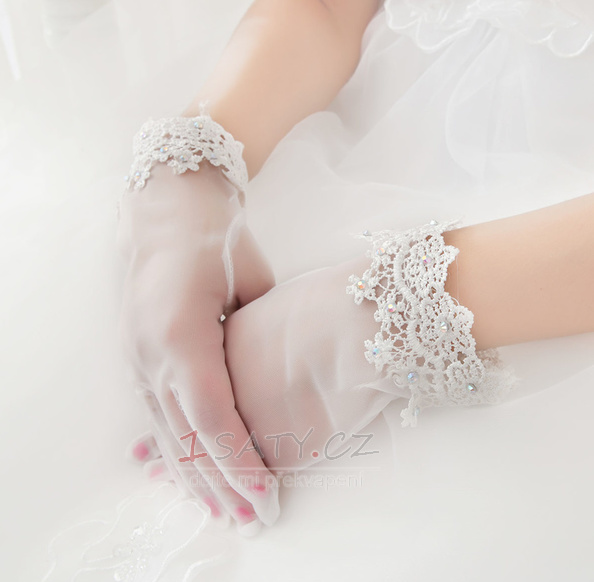 Svatební rukavice Moderní letní krajka Bílá Plná prstová dekorace