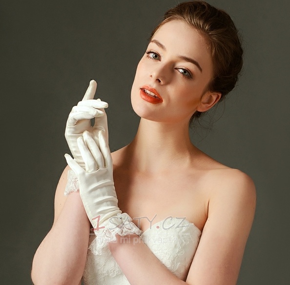 Svatební rukavice Plná prstová krajka Ivory Short Fashion Spring