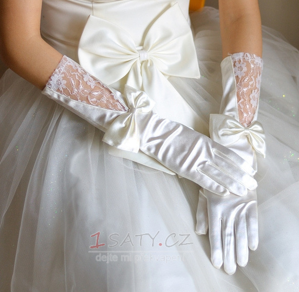 Svatební rukavice Pokoj podzimní Glamour Krajka Materiál Bow Tie