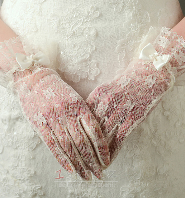 Svatební rukavice Požadovaná průsvitná krátká dekorace Slonovina