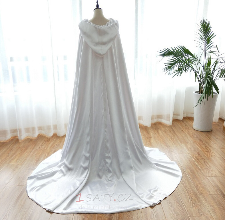 Svatební šál dlouhý barevný saténový kabát s kapucí nevěsty