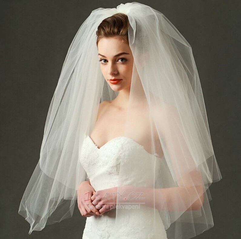 Svatební šaty jednoduchý závoj tvrdý síťový puffer závoj krátký svatební závoj
