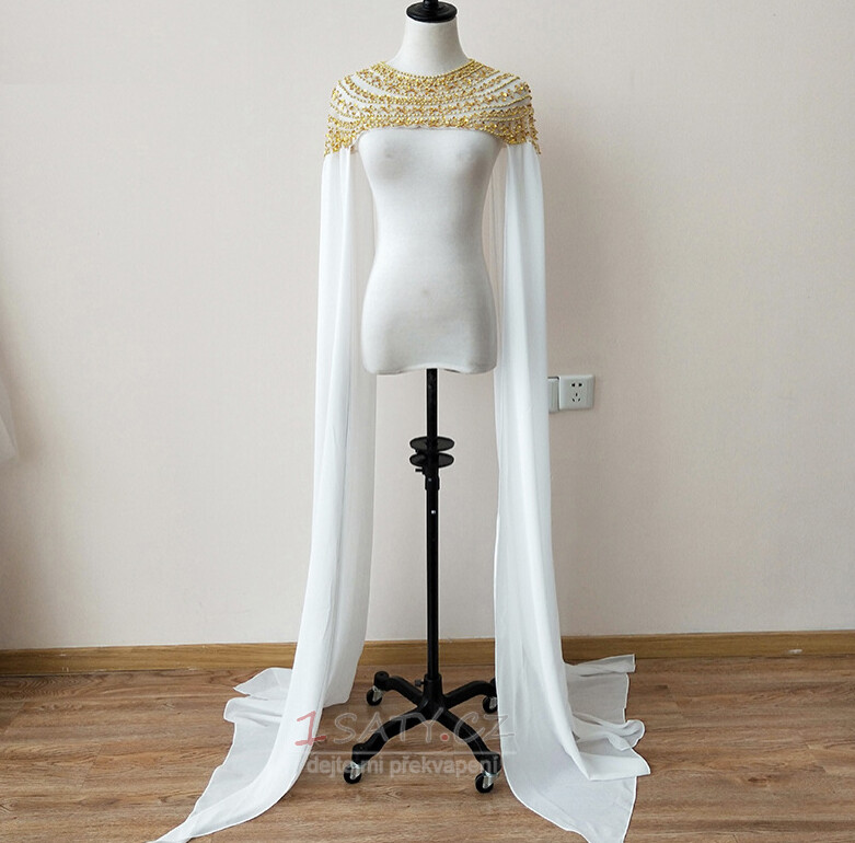 Svatební šifónový plášť s dlouhým rukávem plášť večerní šál