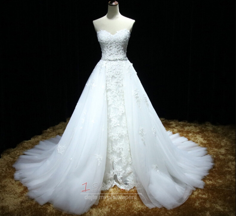 svatební sukně Odnímatelné krajkové Svatební šaty s odnímatelnou sukní Tyl Odnímatelné svatební šaty vlečka Odnímatelná sukně