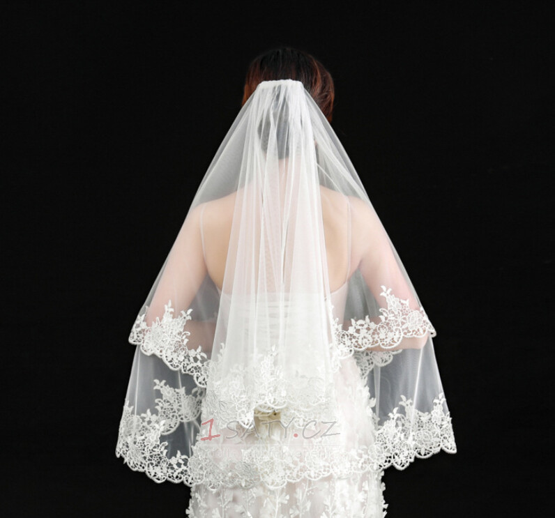 Svatební závoj elegantní krátký závoj skutečný fotografický závoj jedna vrstva bílého slonovinového svatebního závoje