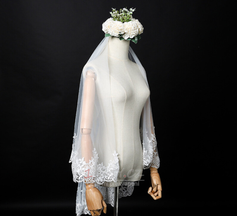 Svatební závoj elegantní krátký závoj skutečný fotografický závoj jedna vrstva bílého slonovinového svatebního závoje