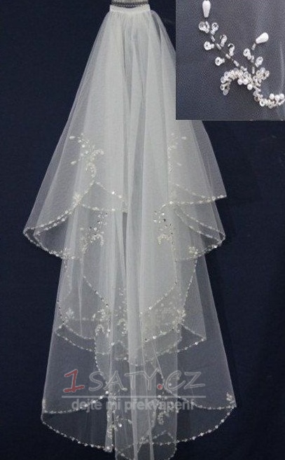 Svatební závoj Pearly White Perler Bílá jarní šortky Svatební šaty Bohyně