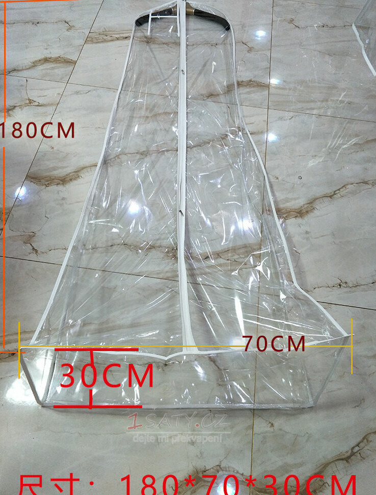 Taška na svatební šaty prodloužená zesílená transparentní svatební šaty s vlečkou na prachový vak z PVC