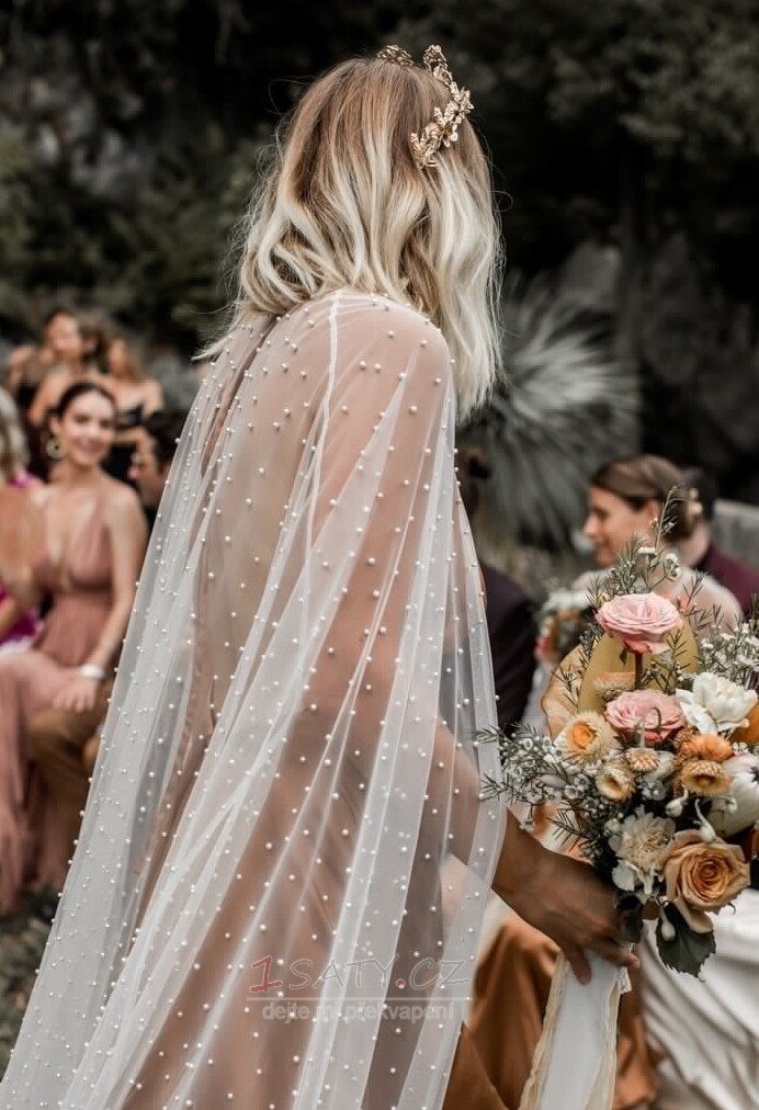 Tulle pearl nevěsta šál elegantní elegantní bunda 200CM